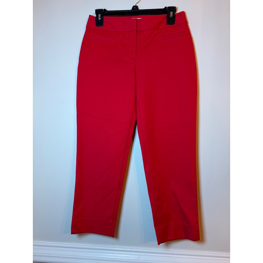 Talbots Dress Pants Womens 2P Red Straight Leg Petite Flat Front Trousers